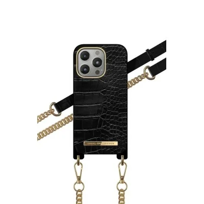 Ideal of Sweden Case for iPhone 14 Pro Max Neckless - Jet Black Croco